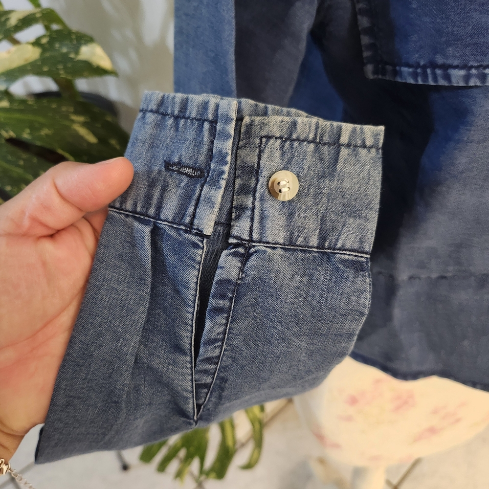 SOLD Style Envy Indigo Denim Button-Down Shirt - Picture 3 of 5